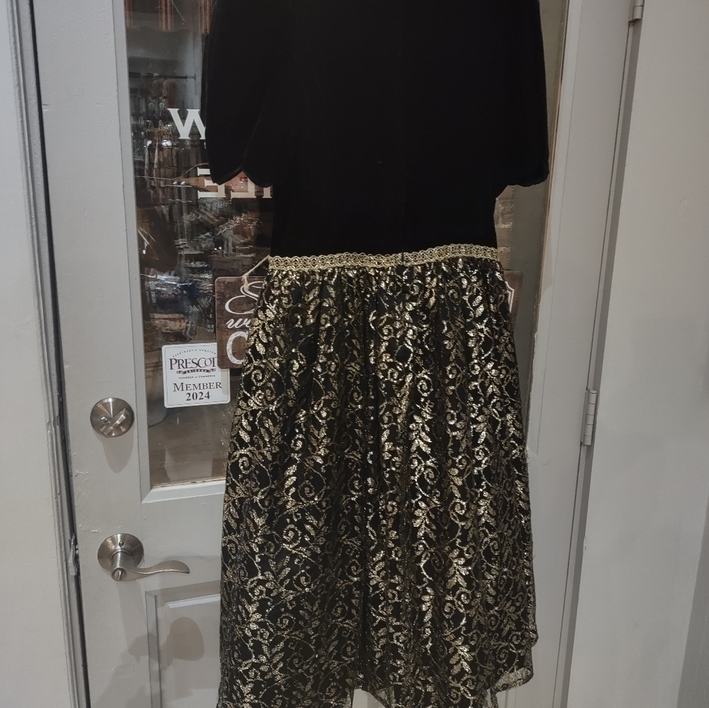 Vintage 80s Scott McClintock Prom Evening Formal Dress Velvet Cocktail Black 10 - Picture 5 of 12